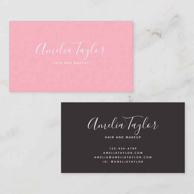 Modern blush cherry blossom business cards (Front/Back)
