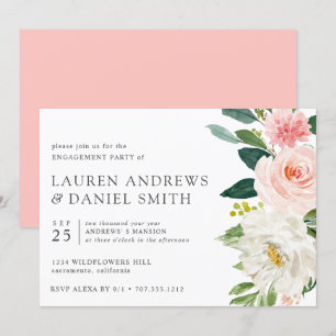 Modern Blush   Chic Floral  Engagement Party Invitation