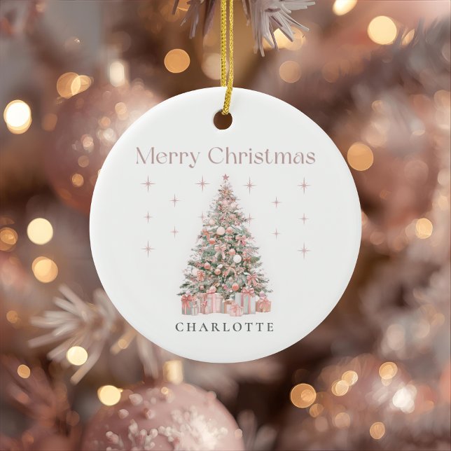 Modern Blush Christmas Tree – Personalized Holiday Ceramic Tree Decoration (Creator Uploaded)