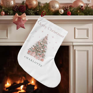 Modern Blush Christmas Tree Personalized Stocking