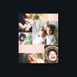 Modern Blush Colour Block Family 6 Photo Collage Canvas Print<br><div class="desc">Modern Blush Pink Colour Block Family 6 Photo Collage - with personalised family last name, year, and initial letter, all arranged in an elegant grid layout. This modern and sleek design displays 6 of your own pictures beautifully. Available in several colorways to match any room decor. Makes a great holiday...</div>