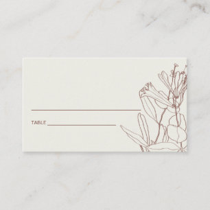 MODERN BLUSH CREAM LINE DRAWING FLORAL PLACE CARD