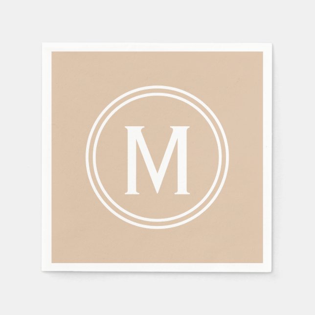 Modern Blush Custom Round Framed Monogram Napkin (Front)