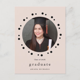 Modern Blush Dots Photo Graduation Party Invite