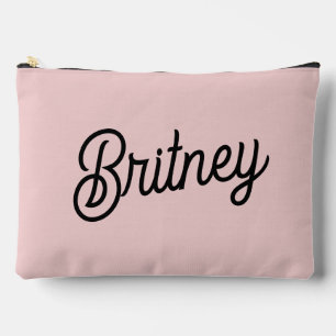 Modern Blush Dusty Pink Monogram and Name Accessory Pouch