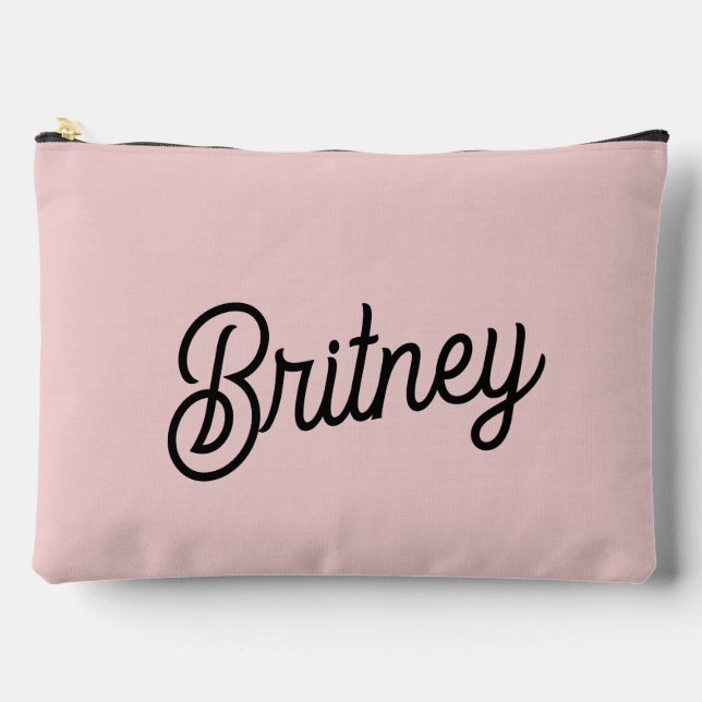 Modern Blush Dusty Pink Monogram and Name  Accessory Pouch (Front)
