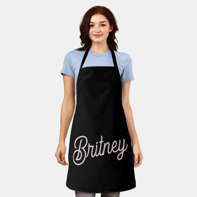 Modern Blush Dusty Pink Monogram and Name  Apron (Worn)
