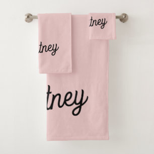 Modern Blush Dusty Pink Monogram and Name Bath Towel Set