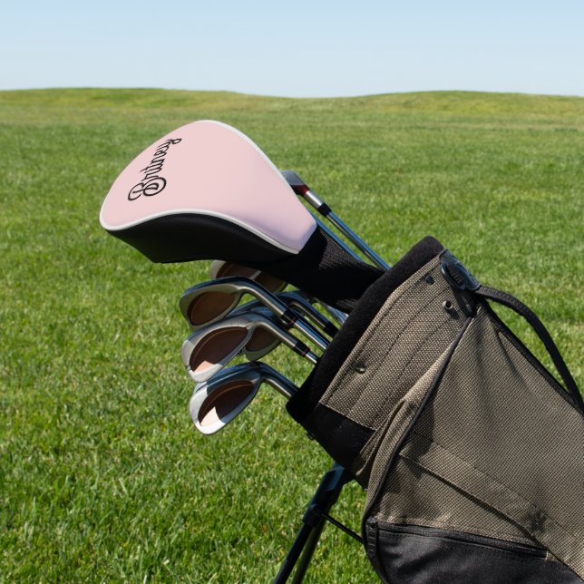 Modern Blush Dusty Pink Monogram and Name  Golf Head Cover (In Situ)