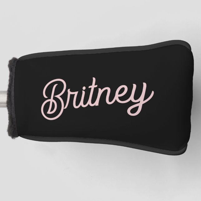 Modern Blush Dusty Pink Monogram and Name  Golf Head Cover (Front)