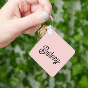 Modern Blush Dusty Pink Monogram and Name Key Ring