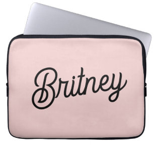 Modern Blush Dusty Pink Monogram and Name  Laptop Sleeve