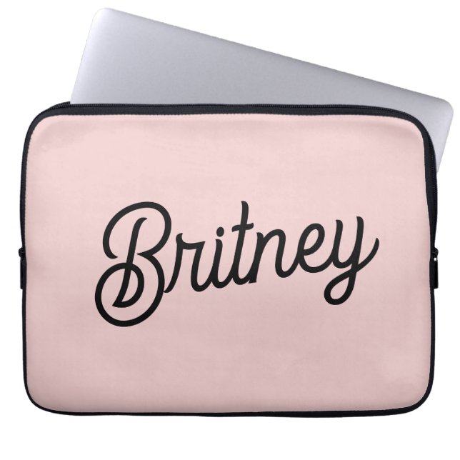 Modern Blush Dusty Pink Monogram and Name  Laptop Sleeve (Front)