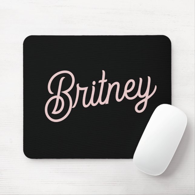 Modern Blush Dusty Pink Monogram and Name  Mouse Mat (With Mouse)