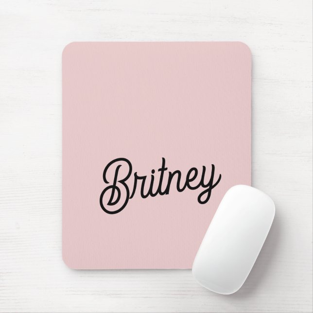 Modern Blush Dusty Pink Monogram and Name  Mouse Mat (With Mouse)