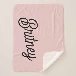 Modern Blush Dusty Pink Monogram and Name  Sherpa Blanket