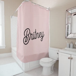 Modern Blush Dusty Pink Monogram and Name  Shower Curtain