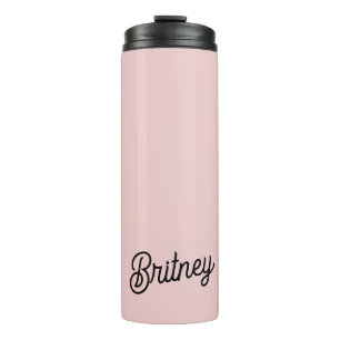 Modern Blush Dusty Pink Monogram and Name  Thermal Tumbler