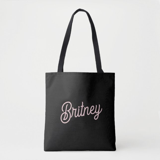 Modern Blush Dusty Pink Monogram and Name  Tote Bag (Front)
