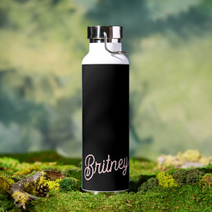 Modern Blush Dusty Pink Monogram and Name  Water Bottle