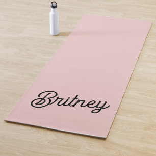 Modern Blush Dusty Pink Monogram and Name  Yoga Mat