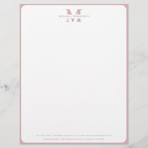 Modern Blush Dusty Pink Monogrammed Custom Letterhead
