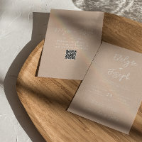 Modern Blush Elegant Boho QR Code Wedding