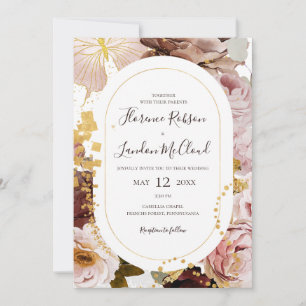 Modern Blush Floral   All In One Wedding Invitation