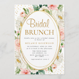 Modern blush floral bridal shower invitation