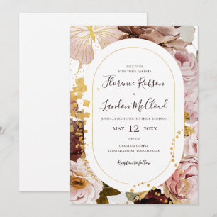 Modern Blush Floral   Casual Frame Wedding Invitation