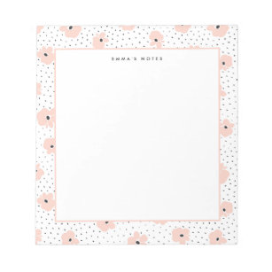 Modern Blush Floral Dots Pattern Personalised Notepad