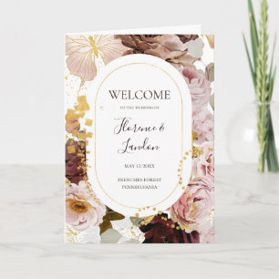 Modern Blush Floral   Folded Wedding Program Programme