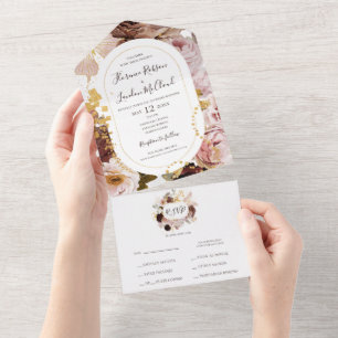 Modern Blush Floral Frame Seal And Send All In One Invitation