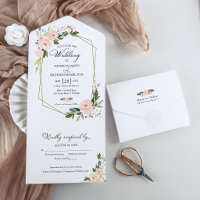 Modern Blush Floral Geometric All-in-One Invite
