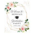 Modern Blush Floral Graduation Party Welcome Sign