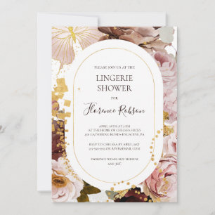 Modern Blush Floral   Lingerie Shower Invitation