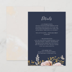Modern Blush Floral Navy Details Enclosure Card