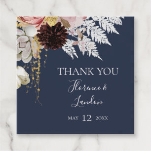 Modern Blush Floral   Navy Thank You Favour Tags