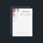 Modern Blush Floral | Navy Wedding Advice Card<br><div class="desc">This modern blush floral | navy wedding advice card is perfect for your elegant boho luxury rose gold, sage green, blush pink wedding. Design features a gold foil frame or bouquet with rustic red peach spring peony, a classic whimsical watercolor succulent flower, greenery including fern and eucalyptus, with appearances of...</div>