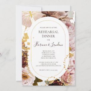 Modern Blush Floral Rehearsal Dinner Invitation