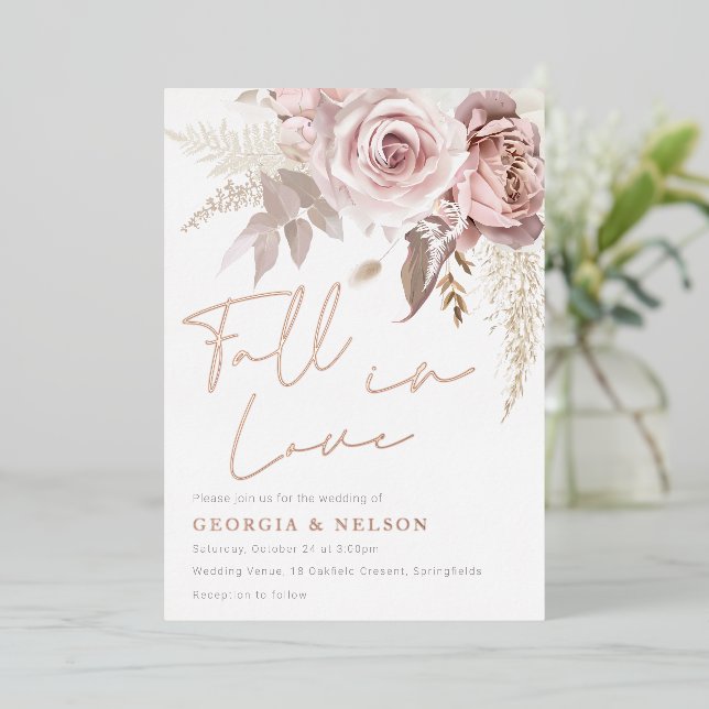 Modern Blush Floral Rose Gold Fall In Love Wedding (Standing Front)