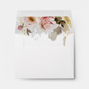 Modern Blush Floral   Self Addressed RSVP Envelope
