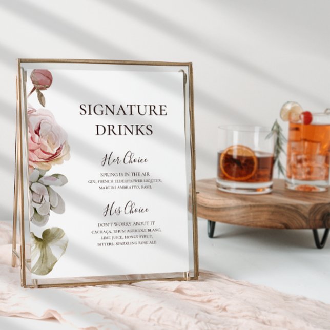 Modern Blush Floral | Signature Drinks Sign (Creator Uploaded)