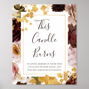 Modern Blush Floral   This Candle Burns Sign