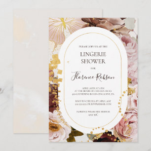 Modern Blush Floral Watercolor Lingerie Shower Invitation