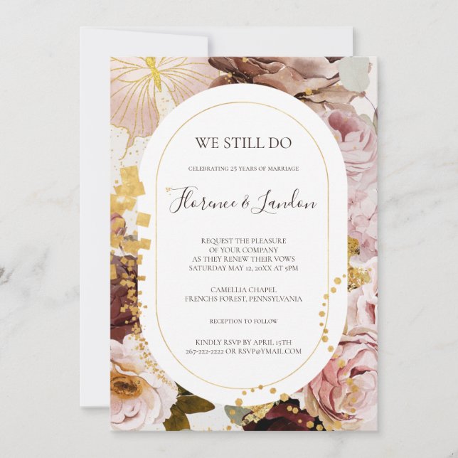 Modern Blush Floral | Watercolor We Still Do Invitation (Front)