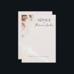 Modern Blush Floral | Watercolor Wedding Advice Card<br><div class="desc">This modern blush floral | watercolor wedding advice card is perfect for your elegant boho luxury rose gold, sage green, blush pink wedding. Design features a gold foil frame or bouquet with rustic red peach spring peony, a classic whimsical watercolor succulent flower, greenery including fern and eucalyptus, with appearances of...</div>
