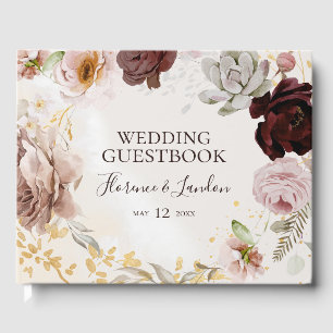Modern Blush Floral   Watercolor Wedding Guest Book