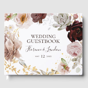 Modern Blush Floral   Wedding Guest Book