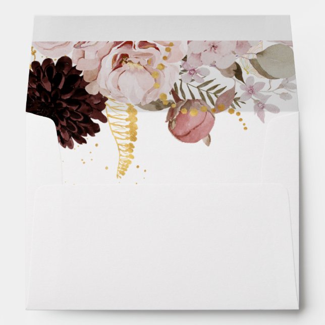 Modern Blush Floral | Wedding Invitation Envelope (Back (Bottom))